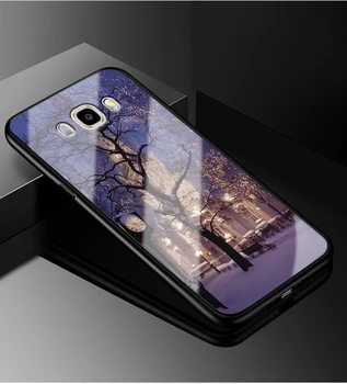 Para Samsung J7 2016 Caso de Cristal Templado cubierta posterior para Samsung Galaxy J7 2016 Caso de Teléfono SM-J710FN J710 J 7 Parachoques j710f