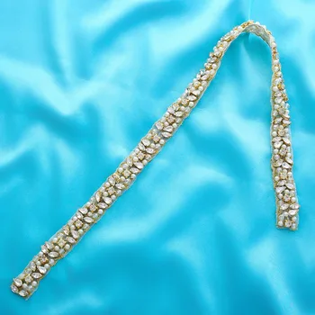 Perlas de la Boda de la Correa de Novia de Diamante de la Correa de Mano con Cuentas de diamantes de Imitación Cinturón Para el Vestido de Boda J134G