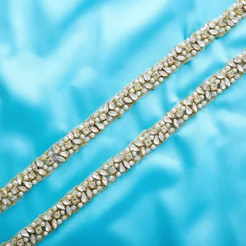 Perlas de la Boda de la Correa de Novia de Diamante de la Correa de Mano con Cuentas de diamantes de Imitación Cinturón Para el Vestido de Boda J134G