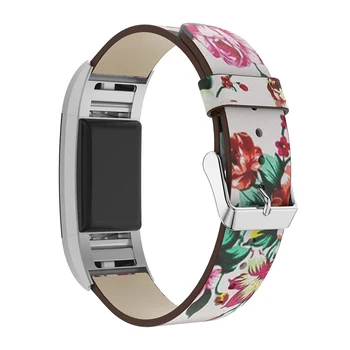 NUEVO Reemplazo de la Pintada de la Correa Para la Fitbit Charge 2 Pulsera Rural de Estilo Floral de la Banda de Reloj de Cuero de la Correa de Muñeca Banda de Carga de 2 Reloj