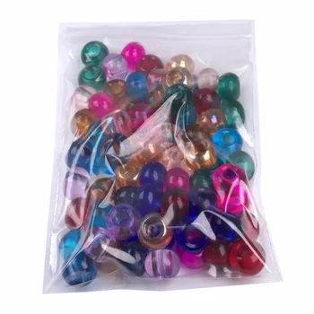 100Pcs/lote 14.5x10mm Color Mezclado Rondelle Agujero Grande perlas de Vidrio, con ninguna de Latón Núcleo,Europea de Bolas para el Bricolaje Pulsera del Encanto