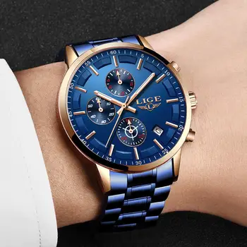 Nueva Moda de la LIGE Relojes de los Hombres de la Marca Superior Militar Analógico de cuarzo Reloj de los Hombres masculinos de Deportes azul reloj Impermeable Relogio Masculino