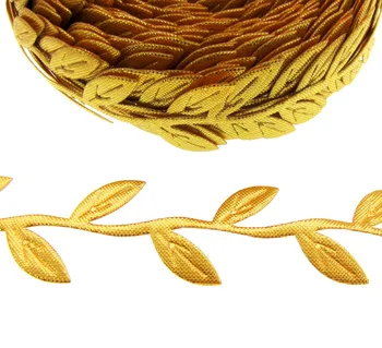 1 Rollo 20yards de Oro de seda de la hoja de la cinta de costura cinta de tela para manualidades de embalaje de la Parte de BRICOLAJE, Decoraciones de 1