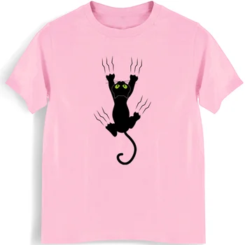 Gato Gatito Perro de La Pata del Gato Negro Marcas de las garras de Funny T-shirt para Hombres de Algodón de la Camiseta Cool Camisetas Tops Harajuku Ropa de Fitness