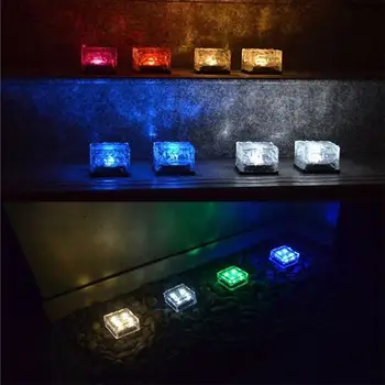 7 Colores LED Solar Enterrado Ruta de la Luz IP65 del Suelo de la Lámpara del Cubo de Hielo Duradera de Metro Enterrado Luz de Ladrillo Ecológico Lámpara de Jardín