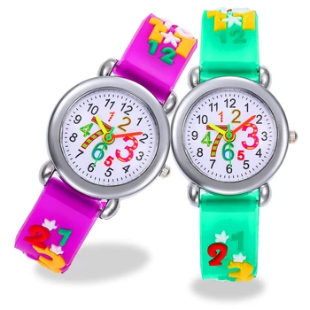 Niños Rompecabezas de Aprendizaje Reloj de Tiempo del Reloj para bebés Niños Relojes de los Niños Alumno 1-9 Números arábigos de Cuarzo Reloj de Regalo de Navidad