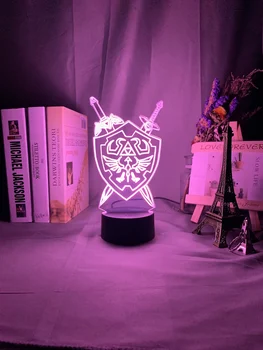 Luz de Noche Led de la Lámpara de La Leyenda de Zelda Link de la Espada y el Escudo de la Lamparita para el Juego Decoración de la Habitación de Ideas de Premios para el Evento para el Juego de la Tienda