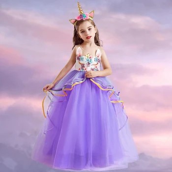 Fantasía de Niña de las Flores Vestido Largo para la Princesa Vestido de Fiesta Formal de los Niños Ropa de Niños Vestidos para las Niñas de la Boda de Tarde de Ropa