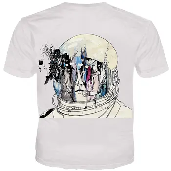 YOUTHUP de la Nueva Llegada de los Hombres de impresos en 3d de las camisetas de la Moda de Verano de Manga Corta camisetas Astronauta Impreso Macho Superior Tees