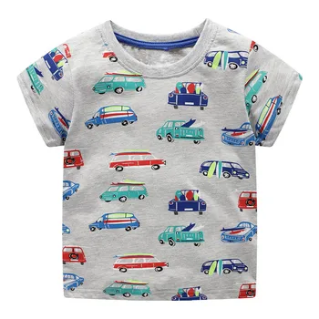 VIDMID niños t-shirt tops ropa de los niños de 2-7Y camisetas de coches de algodón Tractor t-shirts ropa de los niños de dinosaurios de verano camisetas W02