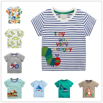 VIDMID niños t-shirt tops ropa de los niños de 2-7Y camisetas de coches de algodón Tractor t-shirts ropa de los niños de dinosaurios de verano camisetas W02