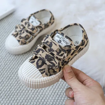 Los niños Zapatos de Lona de 2020 la Primavera y el Otoño los Estudiantes Nuevos Zapatos Blancos Salvajes Niñas Casual Zapatos de Leopardo de Impresión de Zapatos de los Niños