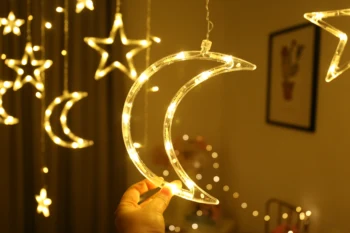 3.5 M de la Luna de la Estrella de la Lámpara LED de la Lámpara de la Cadena de Ins Luces de Navidad de la Decoración de la Fiesta de las Luces de la Cortina de la Lámpara de la Boda Nentern 220v de hadas de la luz