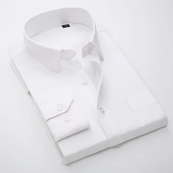 De Manga larga de los Hombres de Blanco Vestido de Camisa de Diseñador de Alta Calidad Color Sólido de la Ropa de los hombres de Ajuste de Negocios Camisetas de Tamaño 5XL 6XL 7XL 8XL