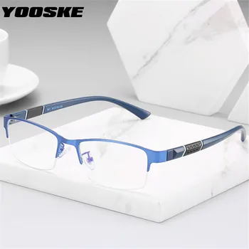 YOOSKE Anti Luz Azul Terminó la Miopía Gafas de las Mujeres de los Hombres de Metal Mitad de la imagen Corto de Vista, Gafas de -0.5 -1 -1.5 -2 -2.5 -3 -3.5 -4.0