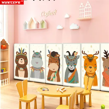 3d pegatinas de pared dibujos animados de los niños de la sala de anti-colisión suave etiquetas engomadas de la pared de dormitorio de kindergarten de la cabecera de la falda de tatami pegatinas de pared