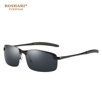 RoShari gafas de sol de los hombres polarizada Clásico Diseñador Espejo Anti-reflejos de la Conducción de automóviles de gafas de sol de los hombres gafas de sol de los hombres A63