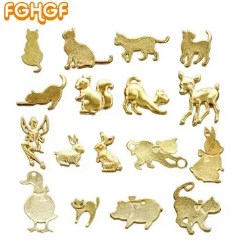 15pcs Mezcla Aleatoria de los Gatos Cosas de BRICOLAJE Material de Fabricación de la Joyería Accesorios de Oro Mini Animales para la Resina de Uñas de Arte de la Decoración