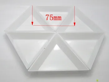 20 de Plástico Blanco Triangular Perlas de la Clasificación de las Bandejas de 75mm Para las Manualidades