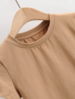 Bradely Michelle Moda Casual Slim 2020 Verano Mujer Fit camiseta ajustada de Algodón de Manga Corta O-cuello de la camiseta Básica Crop Tops