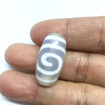 Raros Patrones en Espiral 11mm*24mm Color Blanco Natural de Ágata Amuleto Tibetano Dzi Abalorios para Pulsera DIY de la Joyería