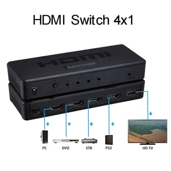 4x1 Conmutador HDMI 4Kx2K 4K a 30Hz imagen En Imagen (PIP / 1080P HDMI Switcher de Vídeo Converter de 4 entradas 1 Salida para PS3 PS4 PC para DVD HDTV