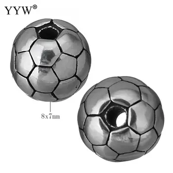 10 piezas/Lote de bolas de bolas de bolas de Acero Inoxidable Perlas de Moda en el fútbol para la fabricación de la joyería de la pulsera del collar de encanto Agujero: 2 mm