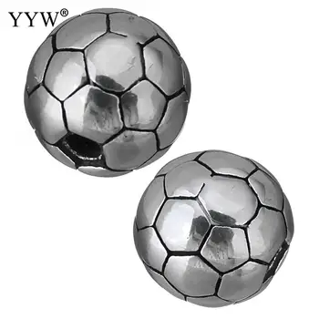 10 piezas/Lote de bolas de bolas de bolas de Acero Inoxidable Perlas de Moda en el fútbol para la fabricación de la joyería de la pulsera del collar de encanto Agujero: 2 mm