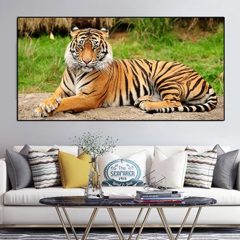 70x140cm-Animales Modernos Carteles y Grabados, Arte de la Pared de la Lona de Pintura de Pared de la Decoración de Rayas de Tigre Imágenes para la Sala de estar