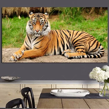 70x140cm-Animales Modernos Carteles y Grabados, Arte de la Pared de la Lona de Pintura de Pared de la Decoración de Rayas de Tigre Imágenes para la Sala de estar