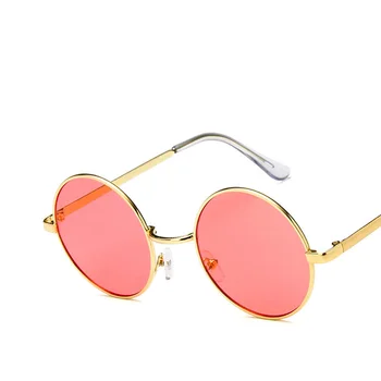 De la moda de Nueva 2020 Ronda de Gafas de sol de las Mujeres de la Vendimia de Marco de Metal de color de Rosa Amarillo Lente de colores de Sombra de Gafas de Sol UV400 Oculos De Sol