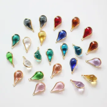 Estilo de verano 30pcs/lot color de perlas de vidrio de la decoración de agua en forma de gota de cobre encantos diy de la joyería del pendiente/del collar de accesorios