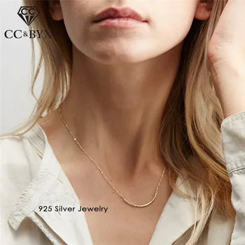 CC 925 de Plata Pura Collares Para las Mujeres Minimalista de Forma de Arco Gargantilla Oficina de Diseño Simple de la Moda de Joyería de CCN305