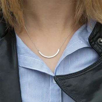 CC 925 de Plata Pura Collares Para las Mujeres Minimalista de Forma de Arco Gargantilla Oficina de Diseño Simple de la Moda de Joyería de CCN305