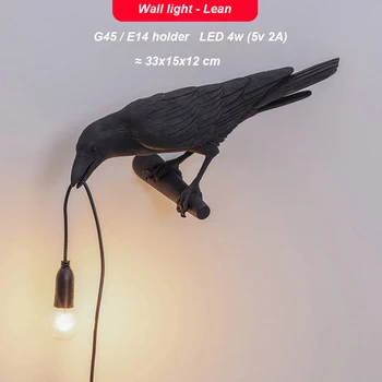 Cuervo Pájaro lámpara de Pared, Lámpara Lámpara Luminaria de estilo Art Deco Lampade Da en Pared Suerte Raven Decoracion Casa Moderna Mesa de Iluminación Interior HOMHI