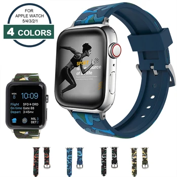 Suave de Silicona Banda de Deportes para el Apple Watch Series 1 2 3 4 38MM 42MM Reloj de la Correa de 40 MM 44 MM iWatch 5 de la Pulsera de los accesorios