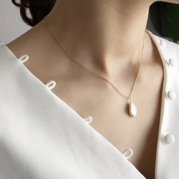 Peri'sbox Irregular Barroco Collares de Perlas Auténticas Perlas de agua Dulce Collares Gargantilla de Plata de ley 925 Collares para las Mujeres