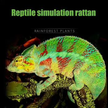 Pet Hábitat Decoración de Reptiles Simulada de Ratán Selva Plegable Decoración para Ranas, Lagartijas Serpientes