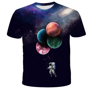 2021 Nuevos Niños T-shirt Los Astronautas del Espacio Infantil de la Camisa de Niña de Corta Camisetas de los Niños Ropa de Bebé Niños Tops Adolescentes Tee
