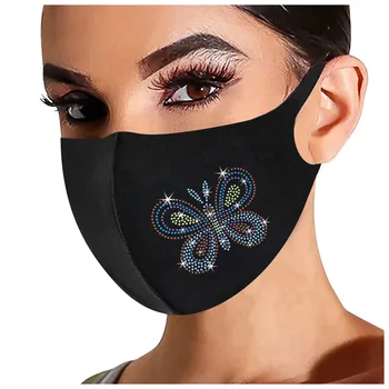 Unisex al aire libre de la Cara Transpirable Lavable Reutilizable 5PC Máscara Con la Máscara de la Cara Con Diseño De diamantes de Imitación de las Mujeres de la Cara de la Decoración de la Joyería