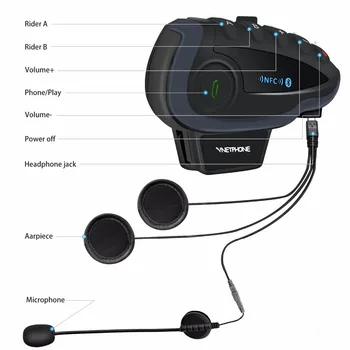 2PCS 5Riders V8 Intercomunicador Bluetooth del Casco NFC Moto Manillar de Control Remoto Comunicador Casco de Auriculares con radio FM