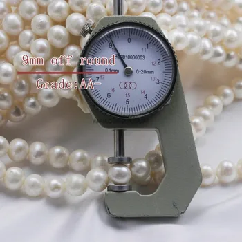 APDGG Genuino mayorista 5strands 9 mm AA - blanco redondo blanco perla de las hebras sueltas perlas de las mujeres de la señora de la joyería de BRICOLAJE