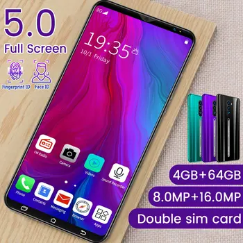 3G Smartphone 5.0 Pulgadas de Pantalla Android Hd Smartphone con Pantalla de huellas Dactilares de Desbloqueo de la Máquina 4+64 G de Memoria Flash