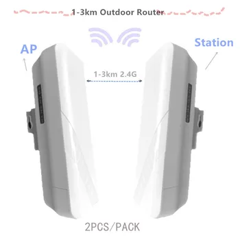 2 piezas de 1-3 km 300 Mbit abrir router CPE 2.4 G inalámbrico punto de acceso router Wi-Fi puente del centro de extensión router con 24 V POE