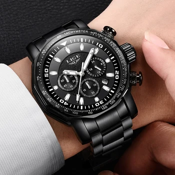 2020 Nuevas LIGE Relojes para Hombre de la Marca Superior de Lujo del Reloj Impermeable del Deporte Militar Reloj de los Hombres Llenos de Acero Reloj de Cuarzo Relogio Masculino
