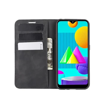 Magnético de adsorción de Cuero de la Pu de la caja del Teléfono para Samsung Galaxy M01 M015F/G Retro Caso de la Cartera de Negocios de Teléfono Protector de la Cubierta