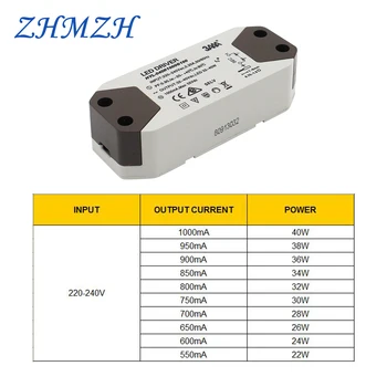 220V LED Controlador de 550mA 650mA 850mA 950mA de Corriente Constante fuente de Alimentación 22-40W No Estroboscópico Transformador Led Para la Luz de Tira