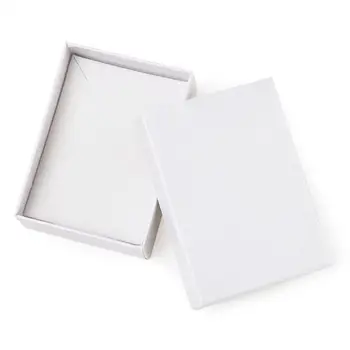 60pcs/lot 9x6.5x2.8 cm Rectángulo Blanco Negro de Cartón sistema de la Joyería Cajas para Collares Aretes Anillos de Embalaje Caja de presentación