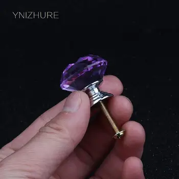 10Pcs 30mm Púrpura Forma de Diamante de Cristal de Cajón Gabinete Perillas y Tiradores Puerta de la Cocina Armario de Accesorios de Hardware