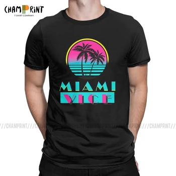 Divertido Miami Vice Camiseta De Los Hombres De Cuello Redondo De Algodón Camisetas De Vaporwave De Manga Corta Camisetas De La Nueva Llegada Tops